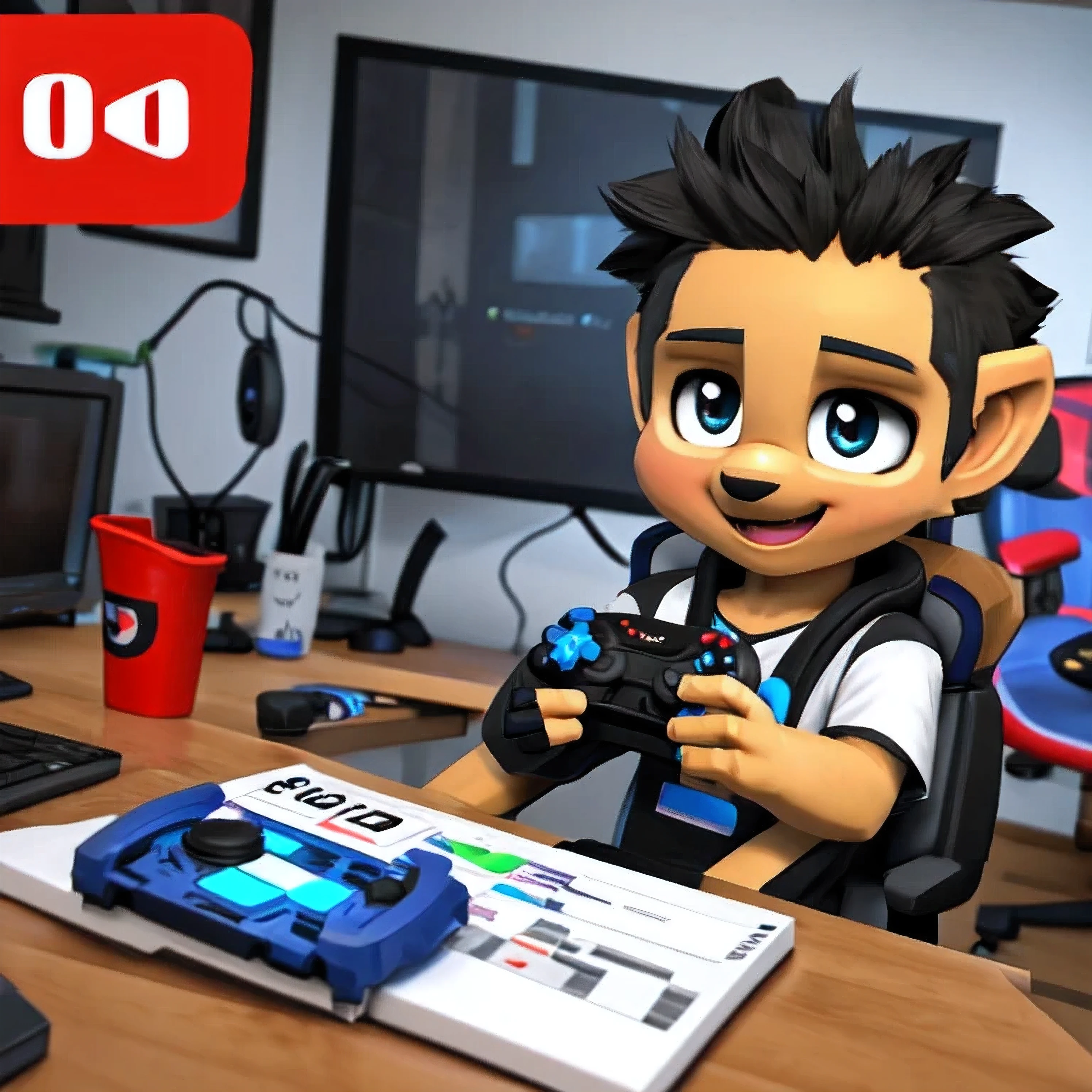 make a youtube logo for kids gaming channel of name KIDVOX . KIDVOX letter in background of the character