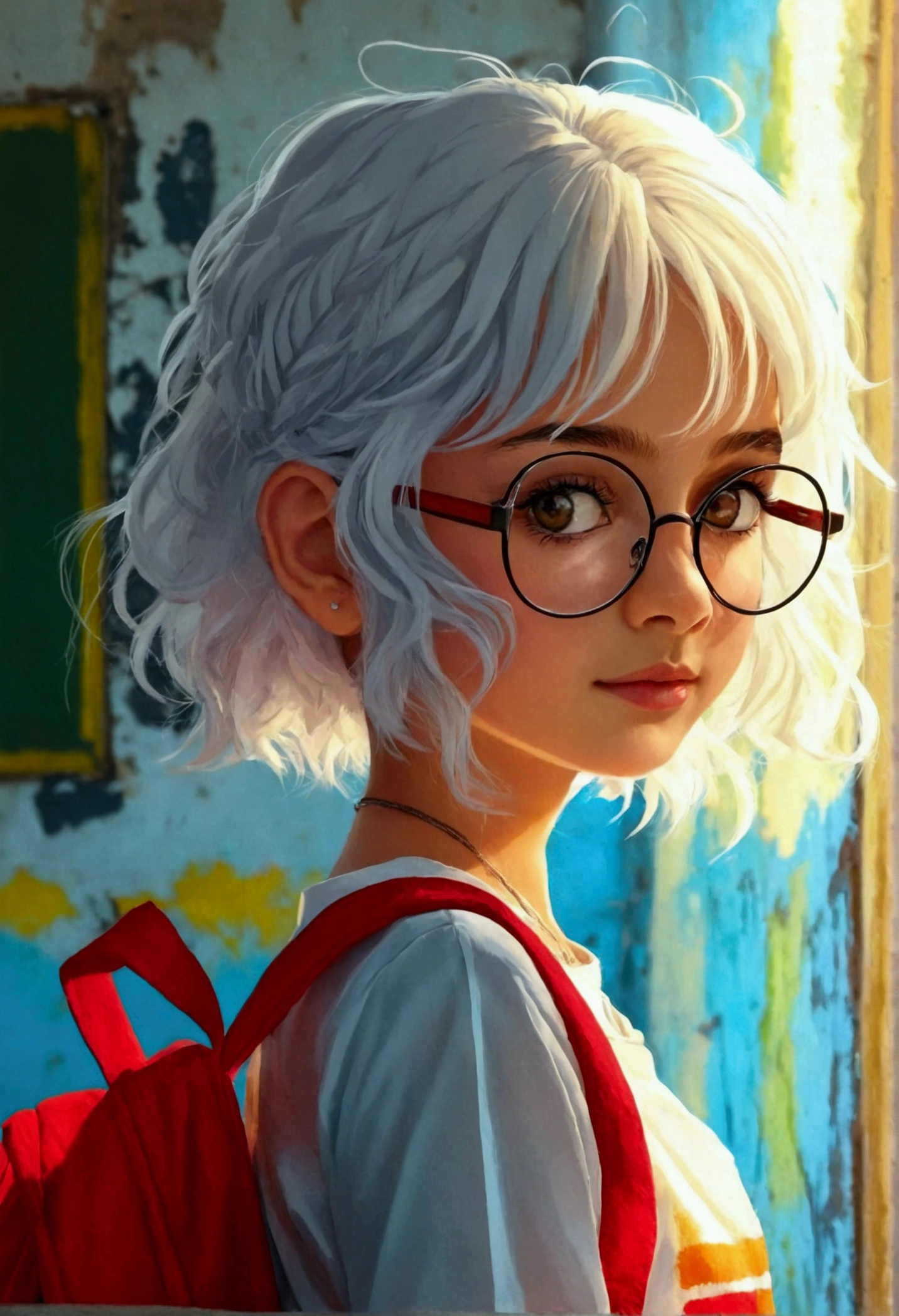 17 years old india school girl, white skin, stylish hair, with wearing spectacle and a short