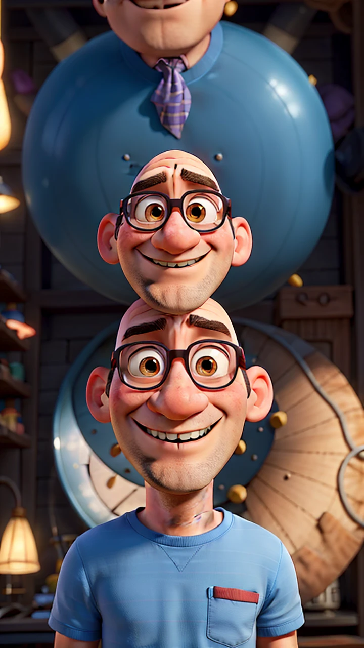 A bald man in Disney Pixar style, high qualiy, best qualityer