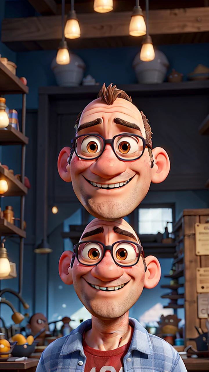 A bald man in Disney Pixar style, high qualiy, best qualityer


