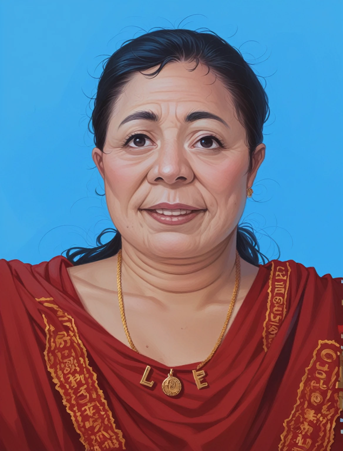 there is a woman with a red sari and a gold necklace, photo of a woman, portait image, centre image, nivanh chanthara, 3 0 years old woman, 30 years old woman, m. c. esther, jayison devadas, photo taken with nikon d750, photo taken with nikon d 7 5 0, passport photo