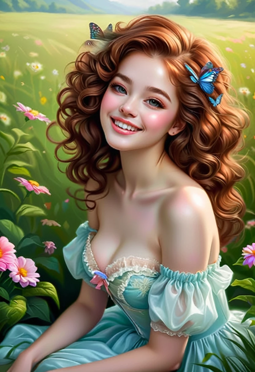 melancholy lighting, quiet, calm, brightness, masterpiece, best quality, 1girl, (JinxLol:1.2), (ultra photorealistic:1.3), (masterpiece:1.4), best quality, ((realistic)), high quality, ultra detailed, ((Real image)), ((realistic skin)), ((realistic face)),(illustration:1.05), (beautiful:1.05), (beautiful detailed eyes:1.05), (cinematic light:1.1), Full body, precise proportions, 18-year-old girl, skinny model lying on the grass, surrounding garden, tree shadow, hair fluttering in the wind, COLORFUL lingerie, long legs, slightly open feet, buttocks, blush, shyness, collarbone, abdominals, double weave, beautiful and delicate face, fair skin, real skin, (face detail), pores, super high resolution, 8k, parameters Best quality, masterpiece, super high resolution, (Realistic 2.0), More details, detailed skin, wide smile, white teeth, voluminous curly hair, perfect and well designed eyes, girlfriend, beautiful, beautiful, flowers, studio lighting