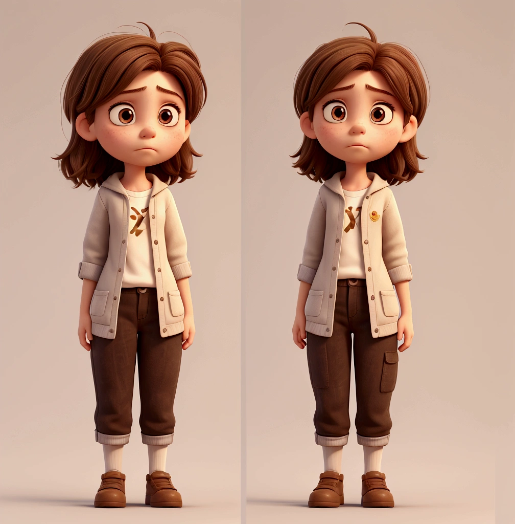 Character: Name: Riley Age:  Description: Riley now appears discouraged, apathetic and even cynical. Her once vibrant brown hair is now dull, her large, expressive eyes now carry a tired, distant look, sadness and disappointment. Her simple, comfortable clothes now look sloppy and lifeless, like a reflection of Riley herself.