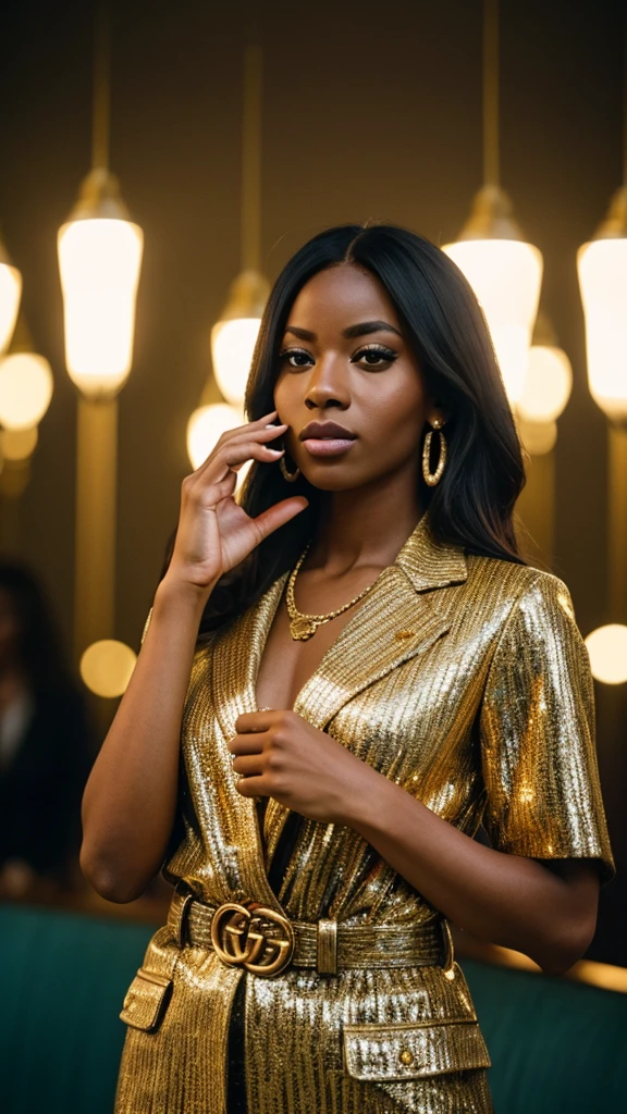 women with 'Gucci gold diamonds , 4:3, photo 12k resolution hash flash lighting, shot on ALEXA 65, Velvia 100 , underexposed, Voigtlnder Nokton 50mm f1.1, in the style of Martin Nikon Z 8 with Zoom Lens | with 24-120mm
Motion