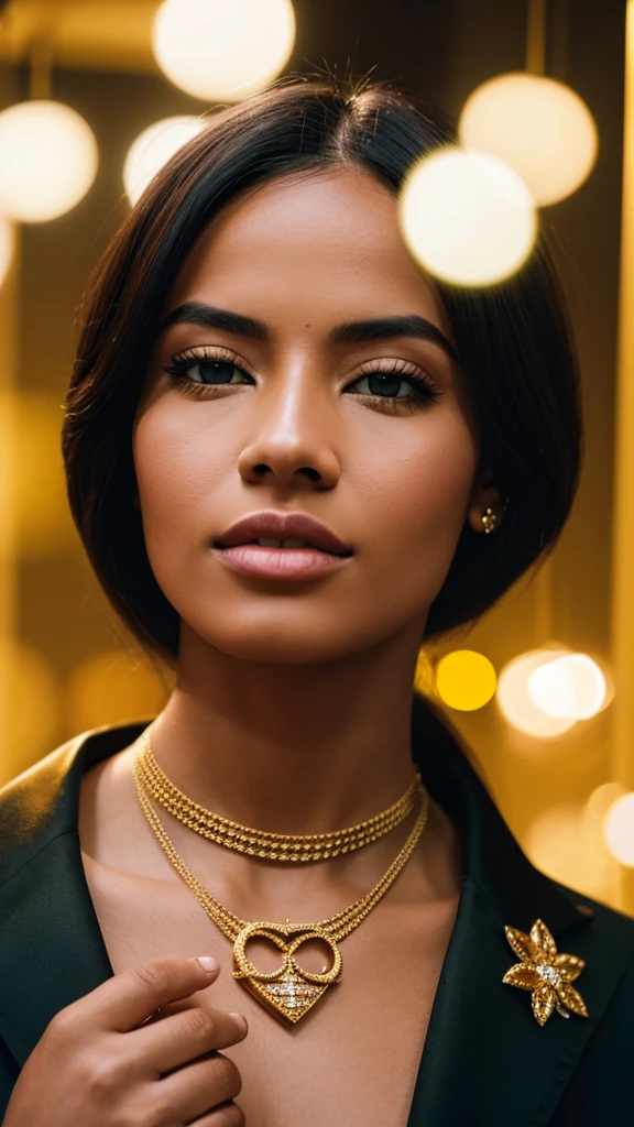 women with 'Gucci gold diamonds , 4:3, photo 12k resolution hash flash lighting, shot on ALEXA 65, Velvia 100 , underexposed, Voigtlnder Nokton 50mm f1.1, in the style of Martin Nikon Z 8 with Zoom Lens | with 24-120mm
Motion