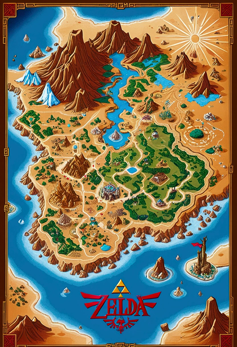 ZELDA World Style Map DESERT AND ICE