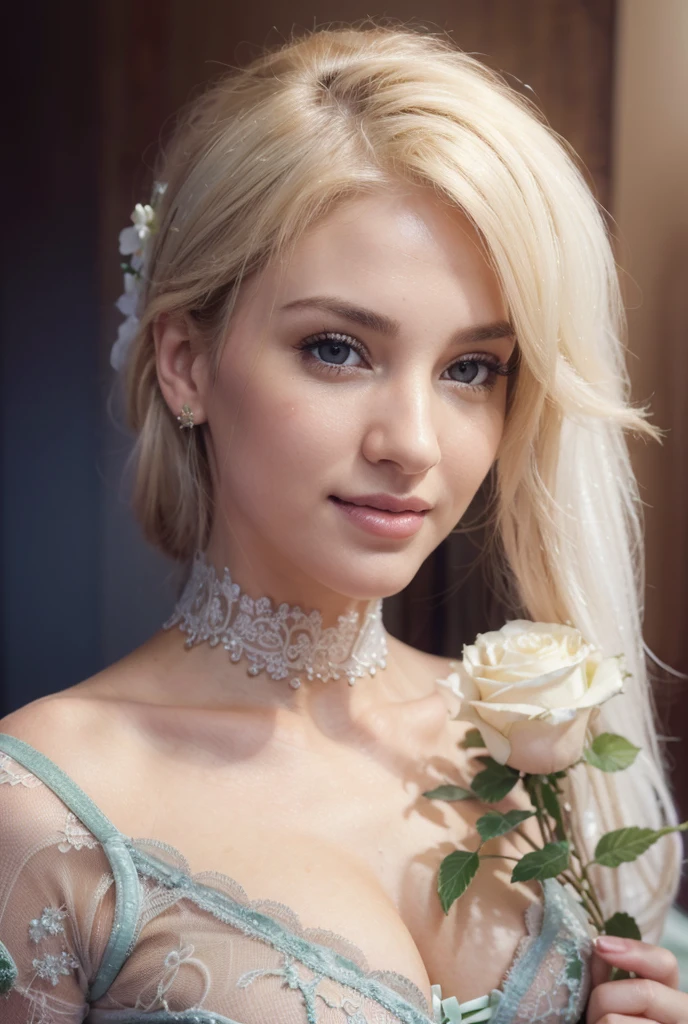 "(best quality,ultra-detailed),portraits,portrait of a woman with a beautiful and detailed face,(realistic) detailed eyes,nose,lips,white Saint Patrick's Day-themed erotic lingerie, seductively looking at the camera, in a bedroom", smile, celebrating St. Patrick's Day, she is doing very sexy pose