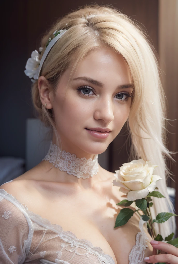 "(best quality,ultra-detailed),portraits,portrait of a woman with a beautiful and detailed face,(realistic) detailed eyes,nose,lips,white Saint Patrick's Day-themed erotic lingerie, seductively looking at the camera, in a bedroom", smile, celebrating St. Patrick's Day, she is doing very sexy pose