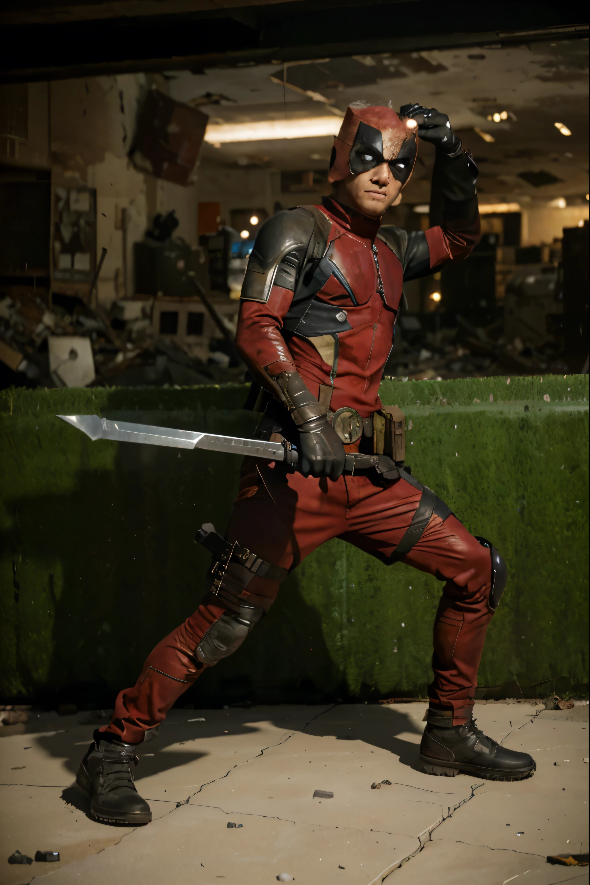 (Best quality, 8k, 32k, Masterpiece, UHD:1.2), "Transform the scene into the desolate and chaotic void timeline junkyard reality from the Deadpool and Wolverine or Deadpool 3 movie. Imagine a sprawling wasteland filled with the remnants of destroyed and abandoned structures. The ground is littered with debris, twisted metal, and shattered glass, creating a sense of desolation and ruin.
The sky above is an ominous gray, casting a dull, oppressive light over the scene. Scattered throughout the landscape are recognizable artifacts and remnants from various FOX Marvel characters' worlds, such as fragments of Sentinels, pieces of advanced technology, and iconic items from the X-Men, Fantastic Four, and other franchises.
The area is devoid of any people, emphasizing the loneliness and abandonment of this timeline. The remnants of battles and conflicts are evident, with damaged vehicles, crumbling buildings, and scorch marks covering the ground. This setting should evoke a sense of lost hope and survival, capturing the chaotic and fractured nature of this reality where the FOX Marvel characters are struggling to endure." ((wasteland)) ((desert)) ((outlands))