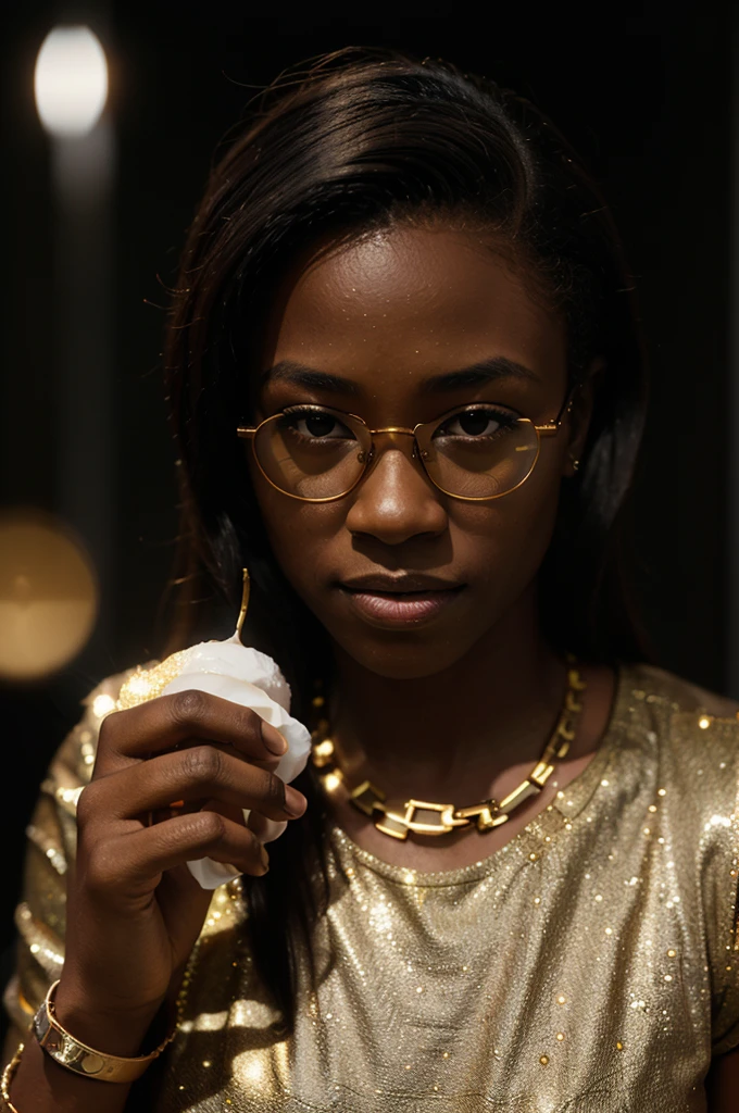 young black men and woman with gold diamonds glasses , 4:3, photo 12k resolution hash flash lighting, shot on ALEXA 65, Velvia 100 , underexposed, Voigtlnder Nokton 50mm f1.1, in the style of Martin Nikon Z 8 with Zoom Lens | with 24-120mm