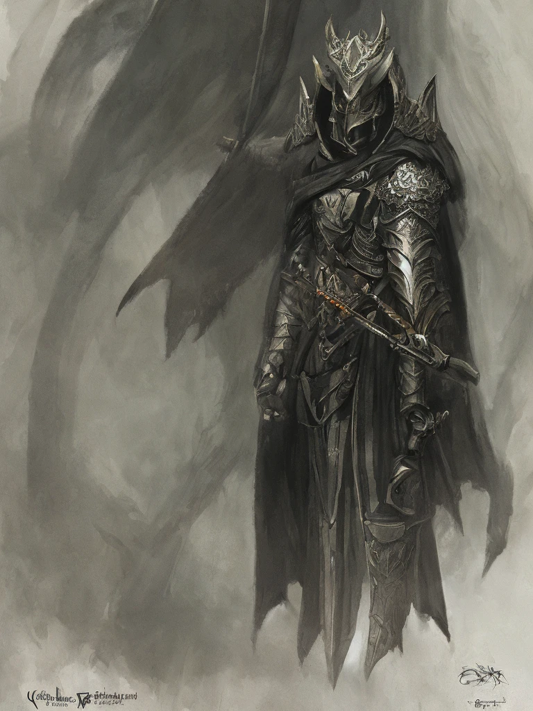 Close-up of the Grim Reaper as a handsome but creepy knight, wearing intricate dark armor, horror concept art, dark fairytale atmosphere, Johan Grenier style, Alyssa Monks style