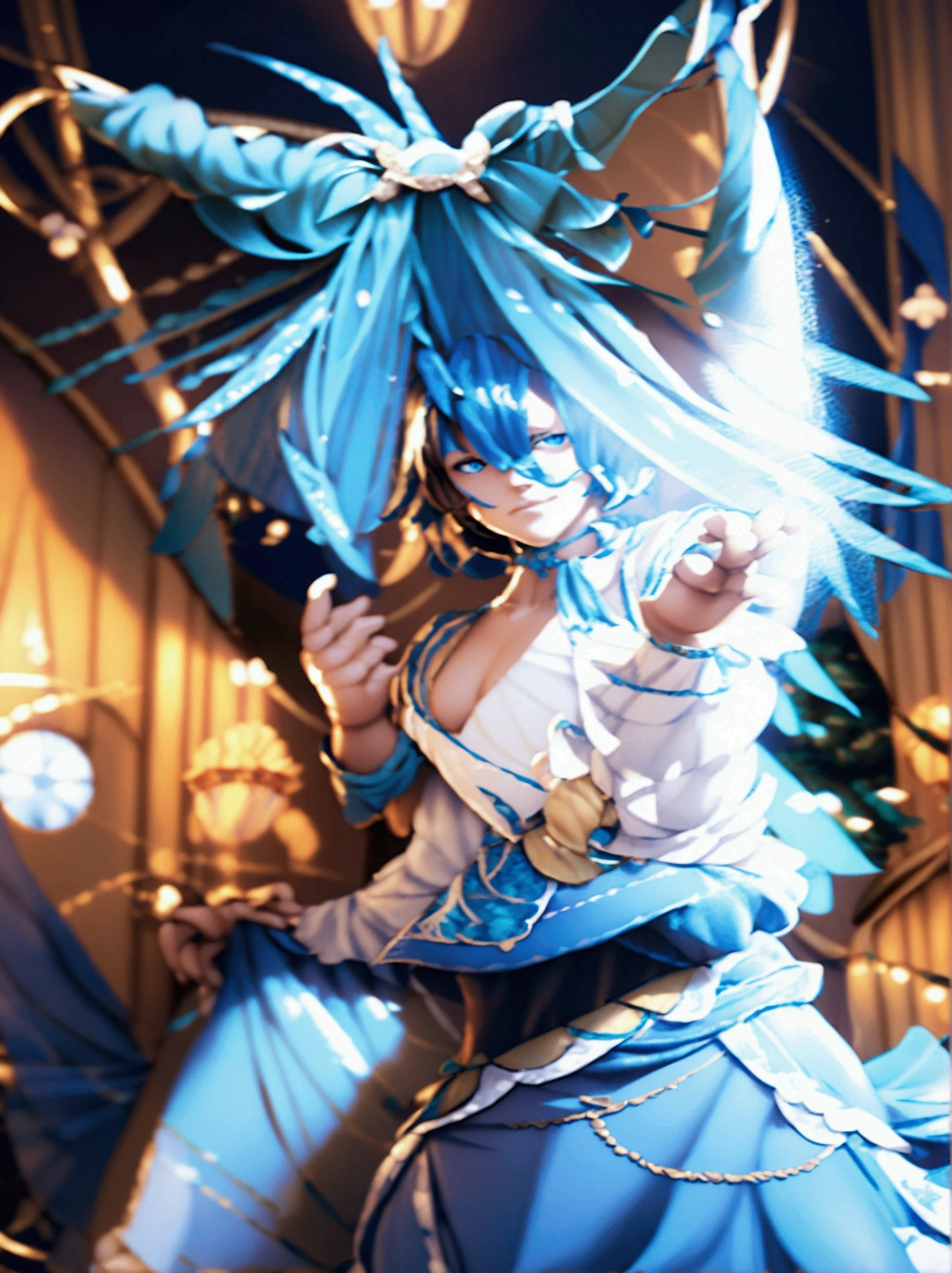 young male ager, white hair, blue eyes, crossdress, wearing a dog collar, dog ears, sticking tongue out, embarassed, prince dress