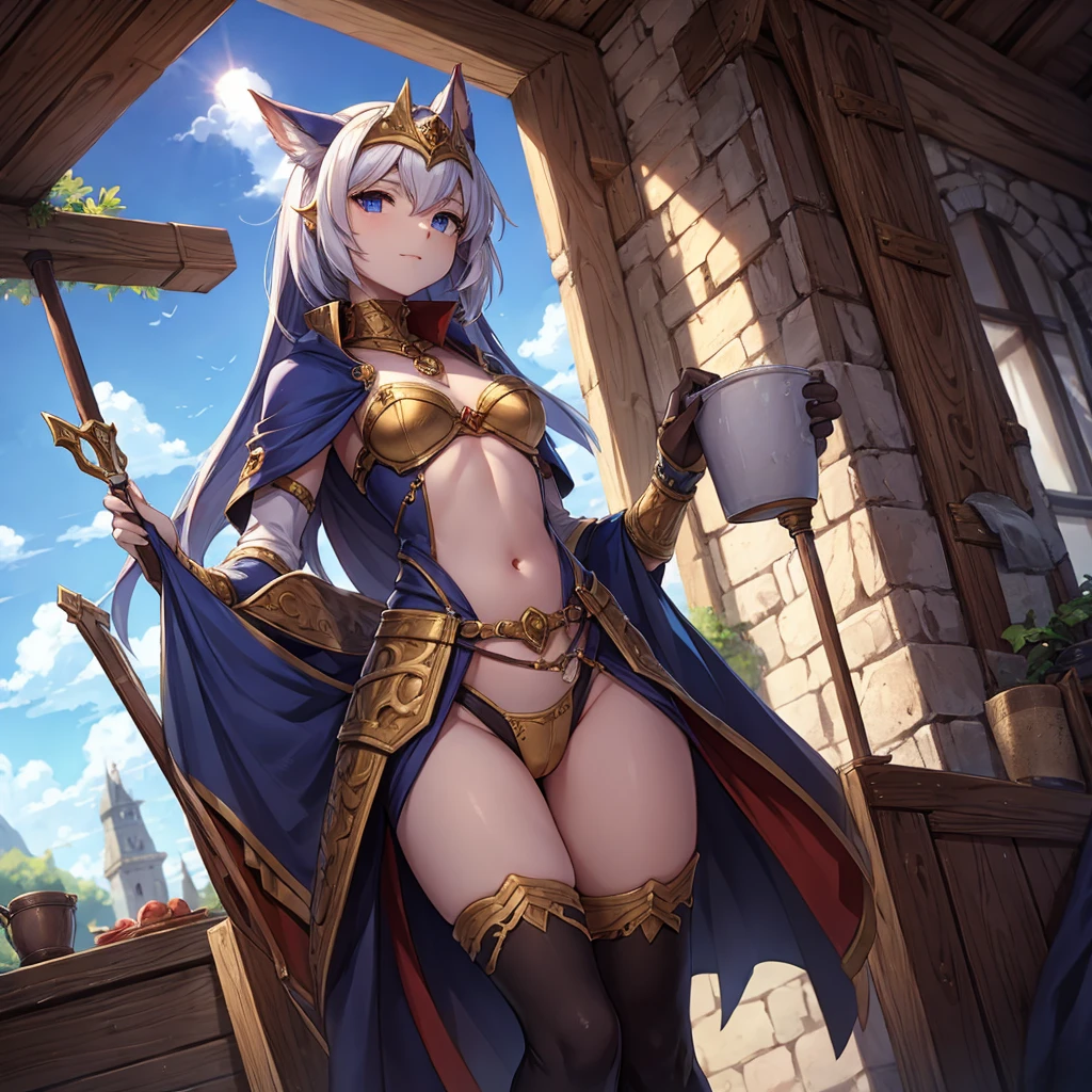 Beautiful character, masterpiece, Attention to the details, FantasyStyle, fully body, model to be used in tcg game, hold medieval weapon, medieval races, fantasy world races
