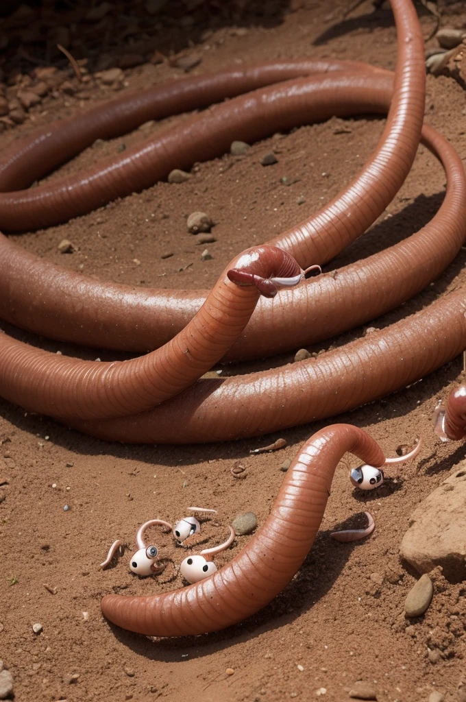 Cute earthworms in different positions for education activities