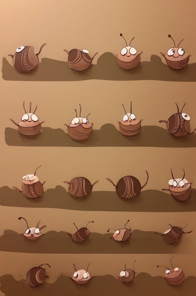 Simple drawing of cute worms in different positions for education activities 