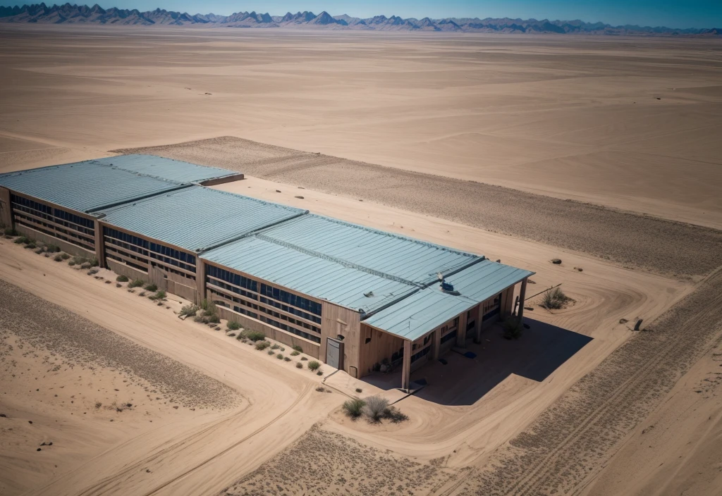 Secret military technology base in the middle of the United States desert