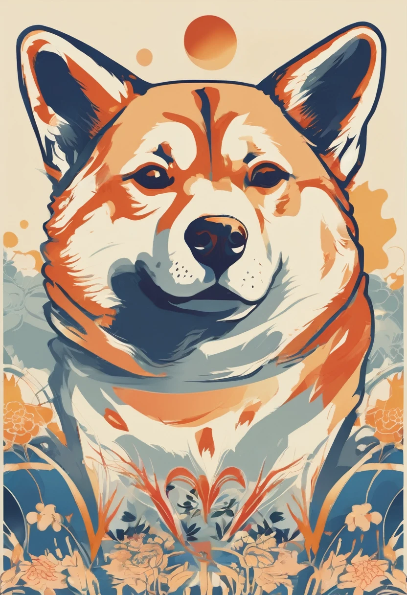Here is the prompt translated into English:
You are a professional creator.
Please create an icon of a dog's paw print without any text.
Create an image of a Shiba Inu's paw print with a traditional Japanese-style design.
The image should have very delicate quality with bold, colorful strokes.
It should be a dynamic representation of a Japanese dog.