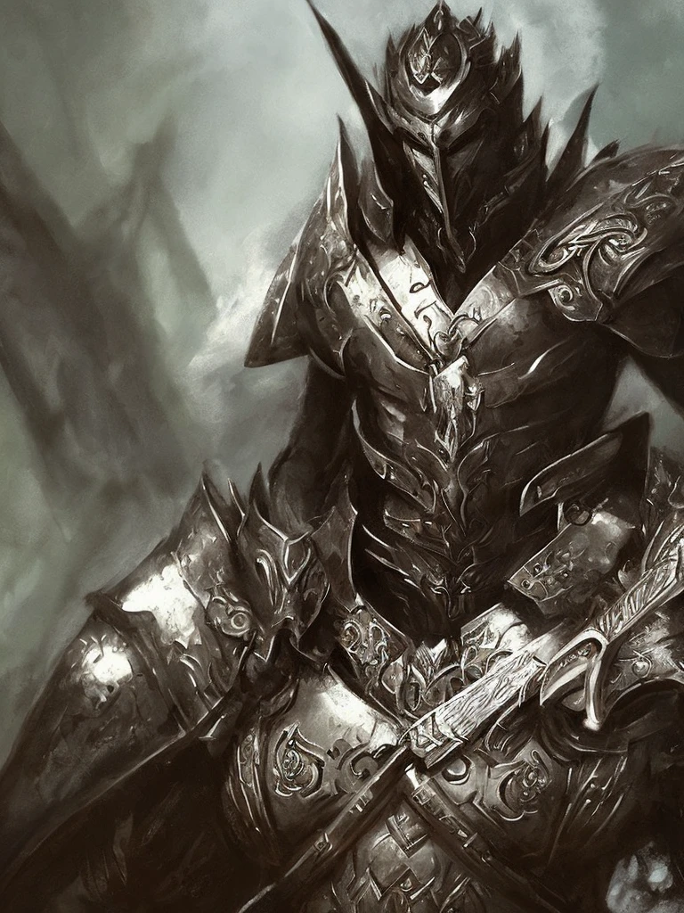Close-up of a handsome warrior man, on a battlefield, wearing intricate dark armor, horror concept art, dark fairytale atmosphere, Johan Grenier style, Alyssa Monks style