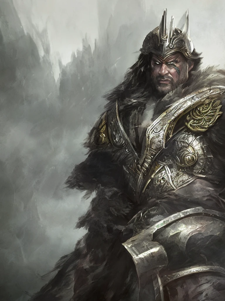 Close-up of a handsome warrior man, on a battlefield, wearing intricate dark armor, horror concept art, dark fairytale atmosphere, Johan Grenier style, Alyssa Monks style