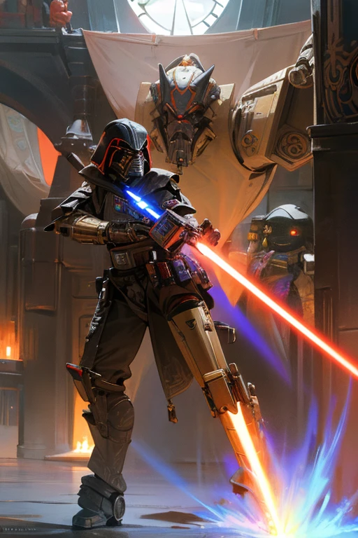 Extremely beautiful, clockwork, star wars, jedi, sith, droid, robot, monster, alien, lightsaber, beam laser, laser guns, war robots, more fancy weapons, new technologies.