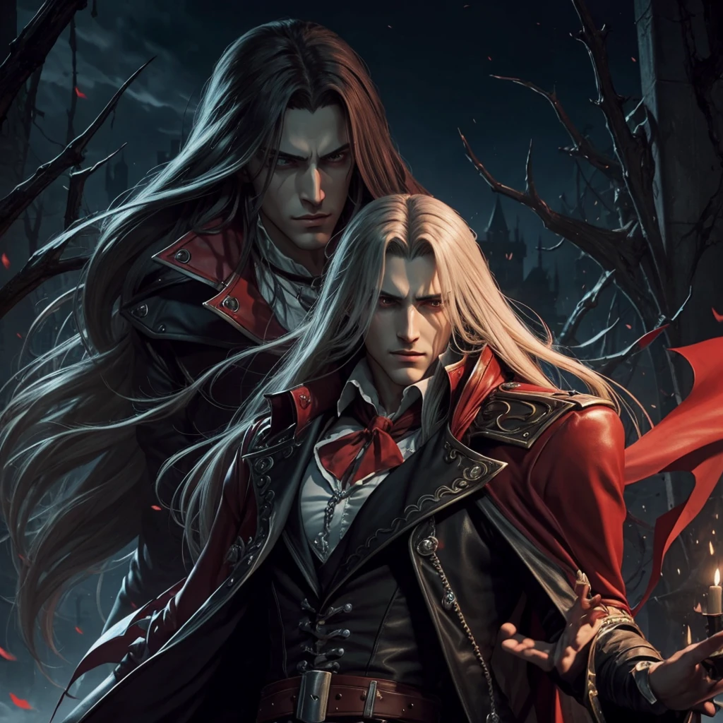 Alucard from castlevania with headphones listenting to music