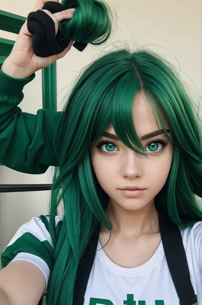 my hero academia girl with long green hair and green eyes