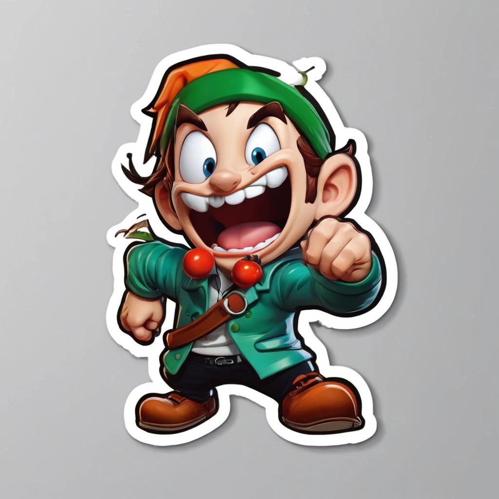 sticker , 3d , peste , personnage cartoon , émotion : peur