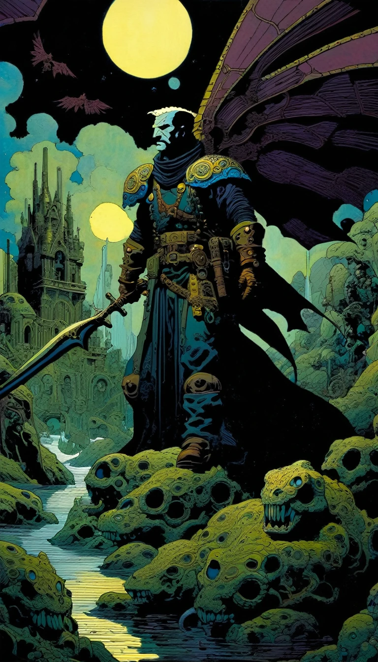 (art inspired by mike Mignola, intricate details, oil painted )