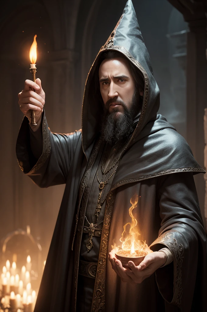 Create an image of a wizard and use references to the character Balthazar played by Nicolas Cage in Disney&#39;s The Sorcerer&#39;s Apprentice. 