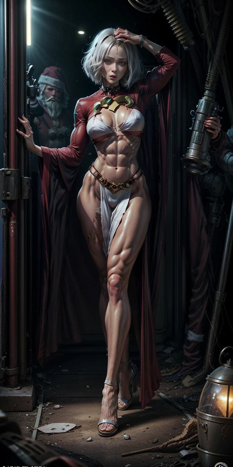 (((1 girl))), (Cassia Orsellio), (short white hair), (Red eyes), , (((wearing a sexy Santa suit))), (Full body view), (in the motel room), (((slender, muscular legs))), thin waist, Stomach Muscles, big ass, (((Full body photo))), black high heel shoes, (standing with one eye closed and showing her very sensual tongue), (((very sensual expression))), (HDR), eye reflection, extended eyes, extended eyes, moody, cheered up, minimalism, cheered up style, ray tracing, cinematic lighting, cinematic lighting, shine, shine, jpeg artifacts, bright light, rays of god, ray tracing, drop shadow, panorama, Sony FE, from behind, below, below, UHD, piece of teacher, necessary, necessary, anatomically correct, super detail, high quality , Best Quality , very high, 16k