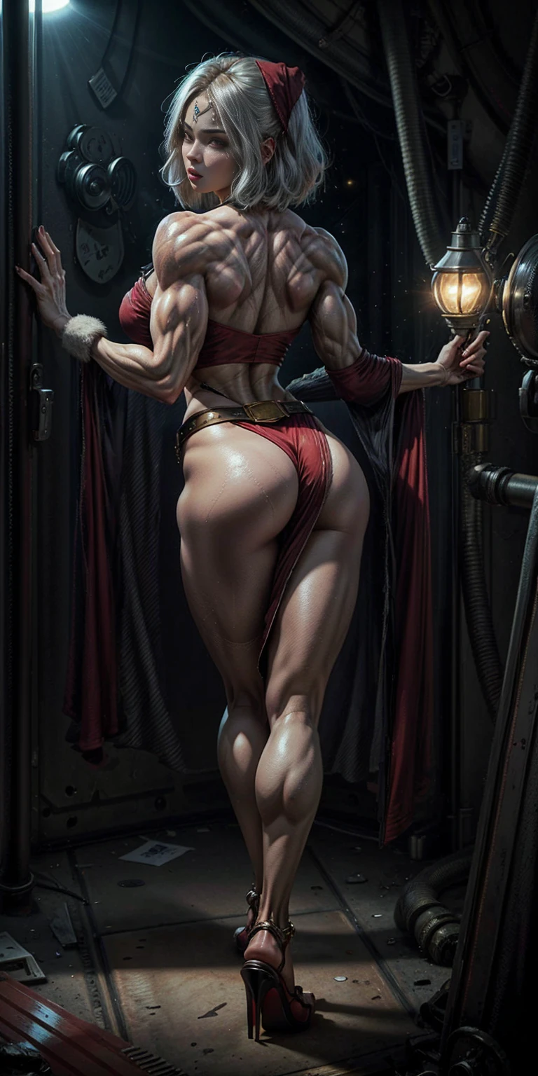 (((1 girl))), (Cassia Orsellio), (short white hair), (Red eyes), , (((wearing a sexy Santa suit))), (Full body view), (in the motel room), (((slender, muscular legs))), thin waist, Stomach Muscles, big ass, (((Full body photo))), black high heel shoes, (standing with one eye closed and showing her very sensual tongue), (((very sensual expression))), (HDR), eye reflection, extended eyes, extended eyes, moody, cheered up, minimalism, cheered up style, ray tracing, cinematic lighting, cinematic lighting, shine, shine, jpeg artifacts, bright light, rays of god, ray tracing, drop shadow, panorama, Sony FE, from behind, below, below, UHD, piece of teacher, necessary, necessary, anatomically correct, super detail, high quality , Best Quality , very high, 16k