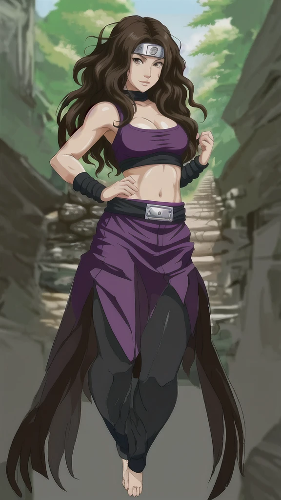 Make her a 14-year-old girl&#39;s body in Naruto anime style ,have other clothes 