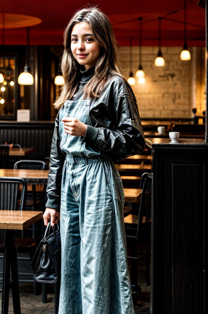 a girl who is a restaurant in Paris