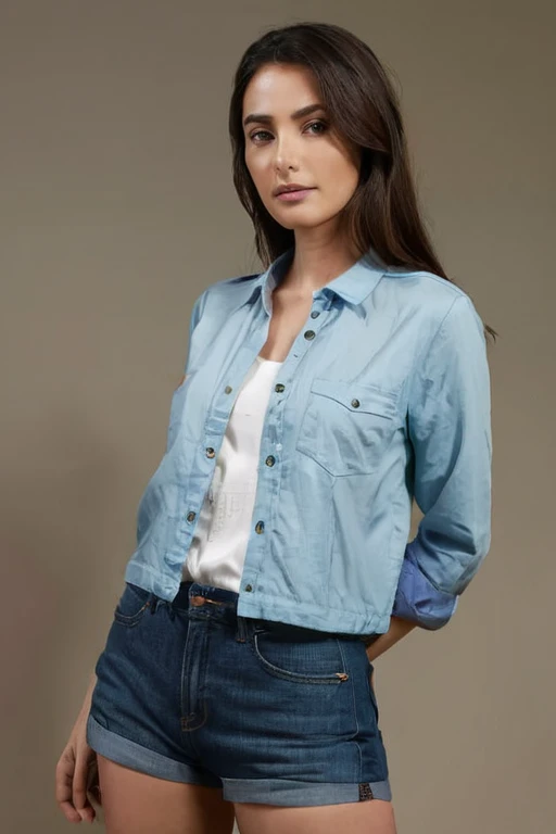 Wearing blue office clothes