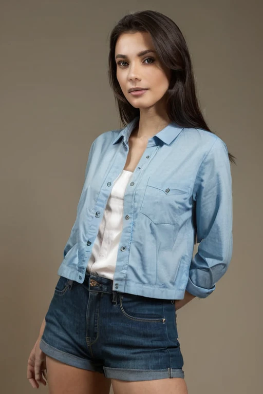 Wearing blue office clothes