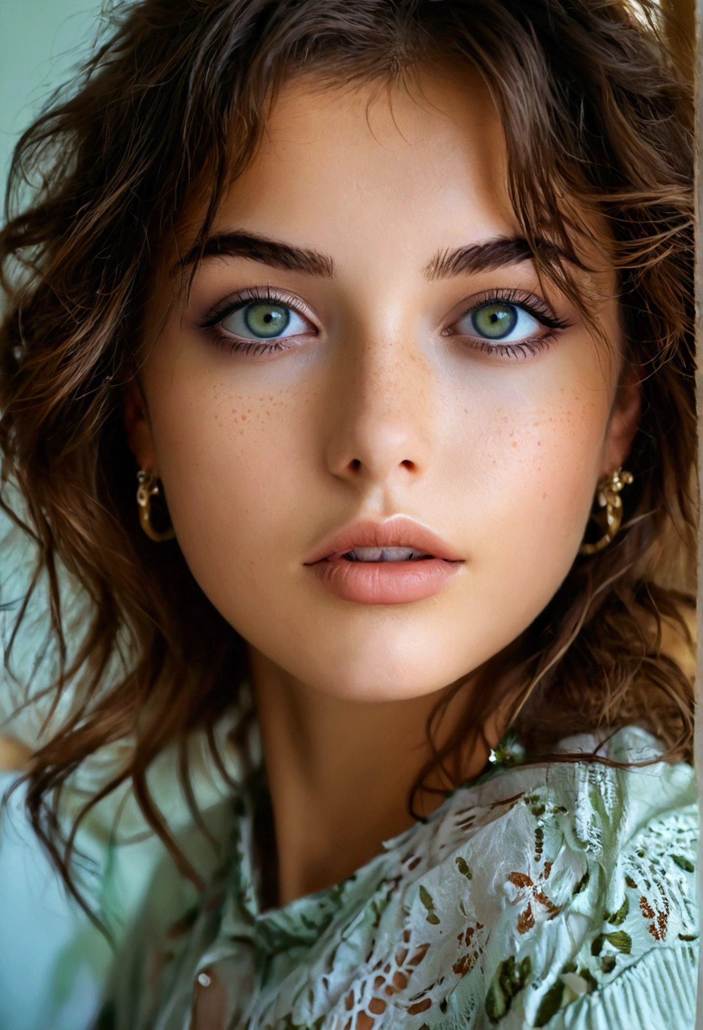 Arafed Femme portant une culote et un collier, Fille sexy aux yeux verts, peau bronzée, Portrait Sophie Mudd, cheveux bruns et grands yeux, selfie d&#39;une jeune femme, yeux de la chambre, Violette Myers, sans maquillage, Maquillage naturel, regardant directement la caméra, Cara con artgram, maquillage subtil, Impresionante foto de corps entier, yeux verts perçants, bel angle, pose attrayante, Mignon , pose sexy, Image du corps entier, corps entier, séance photo sur tout le corps, déesse brune, Détail élevé, Pose satisfaite, pantalon en cuir