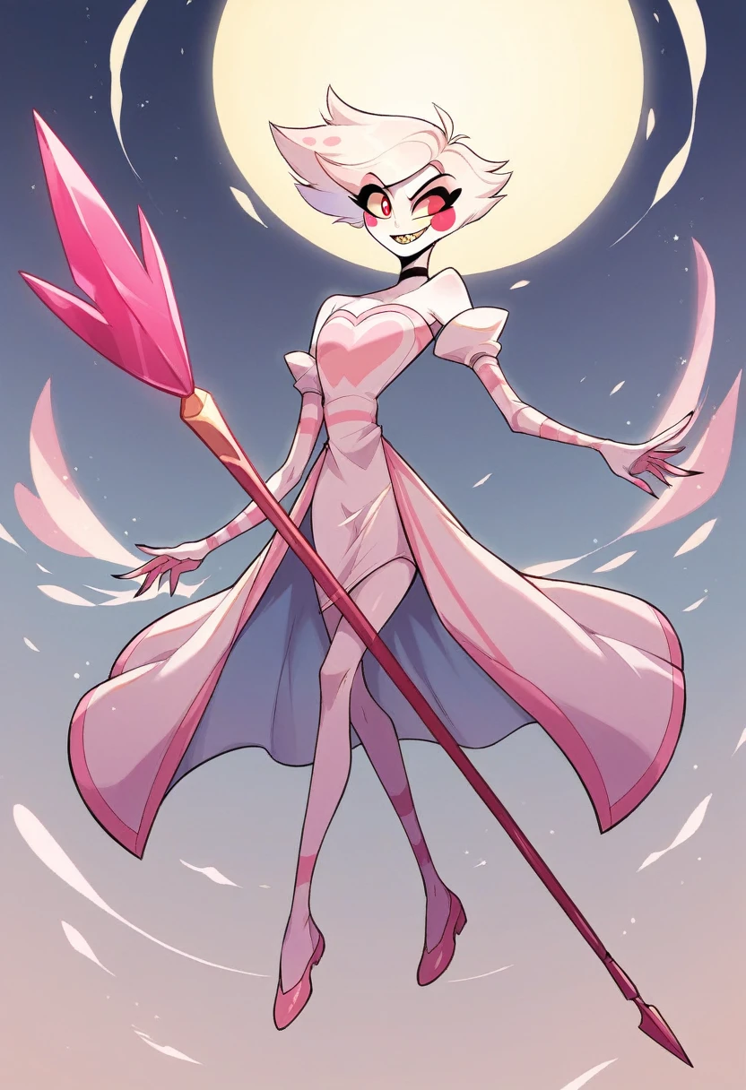 Score_9, score_8_up, score_7_up, source_anime, 1 boy, young boy, spear, divine, aura Lust, fairy aura, femboy, hazbin hotel style, angels.