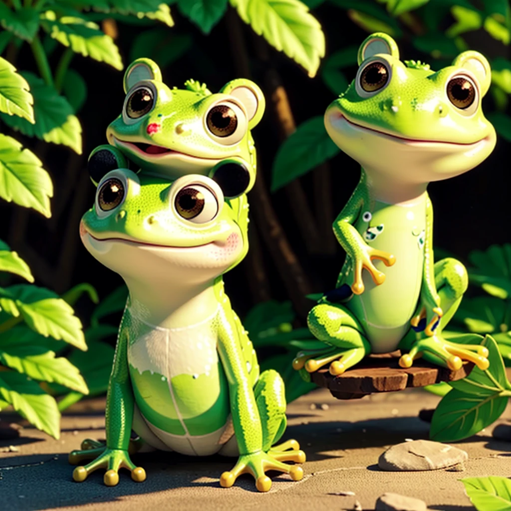 create a picture of a little cute frog