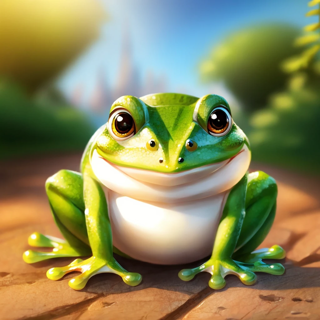 create a picture of a little cute frog
