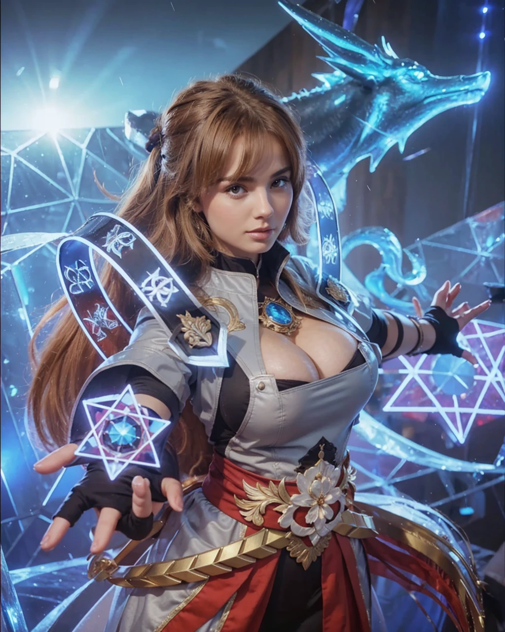 a beautiful woman with large breasts, elegant expression, flowing hair, intricately detailed facial features, (best quality,4k,8k,highres,masterpiece:1.2),ultra-detailed,(realistic,photorealistic,photo-realistic:1.37),highly detailed 3D render, extremely detailed skin and eyes, soft lighting, warm color palette, cinematic composition, elegant dress, graceful pose, super big breasts