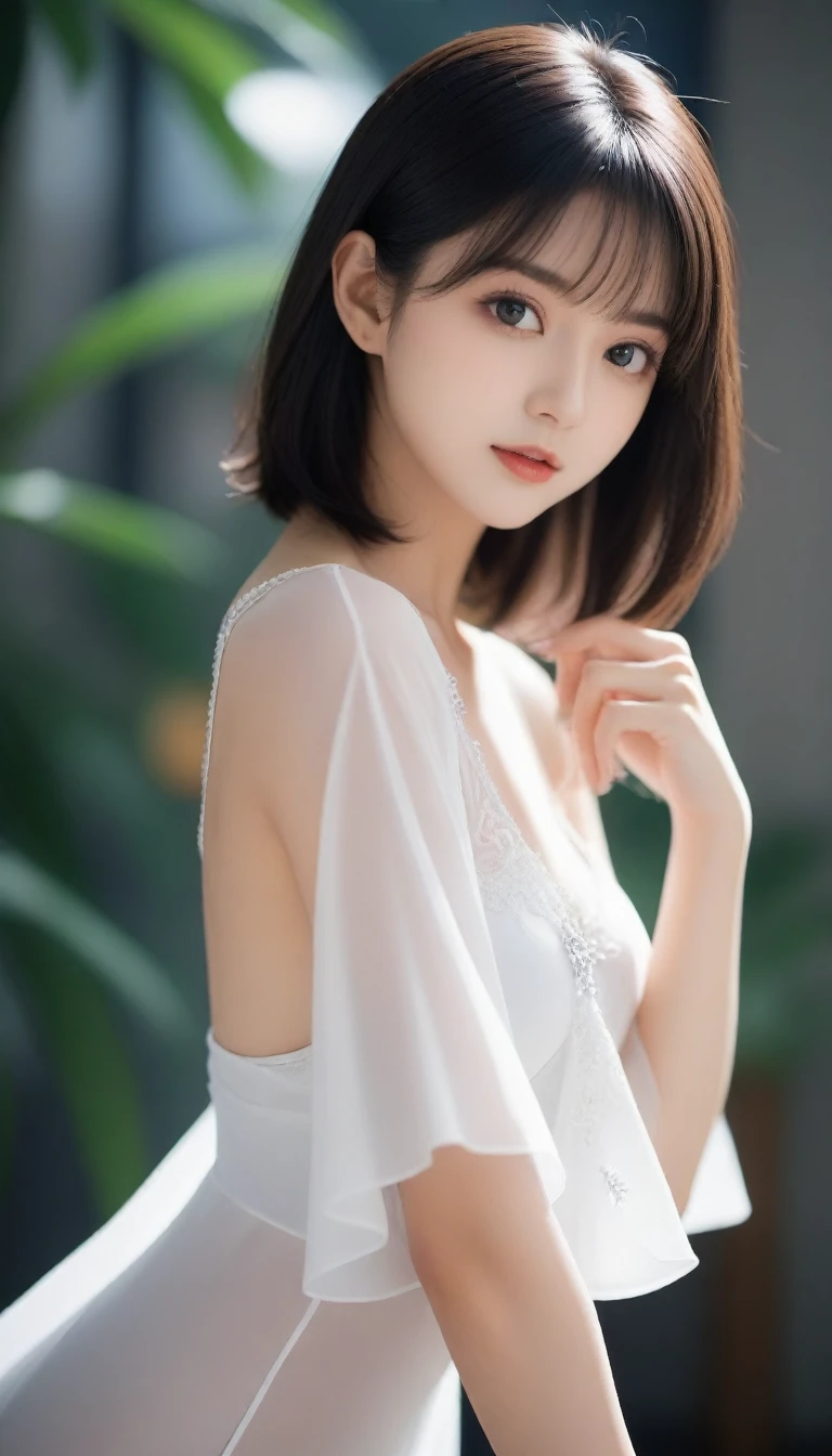 8K, Ultra-high resolution, Highest quality, masterpiece, 三分割法によるphotograph,Surreal, photograph, 1 Girl, (16 years old:1.3), pretty girl, Cute face, Beautiful eyes in every detail, 細かくdetailedに,masterpiece,One Girl:1.2, Japan Female Announcer, whole body,glaring,Black Hair,Bob with bangs,Rhythmic Gymnastics,leotard,(High leg cut), gym,Delicate and smooth skin, Realistic Skin, Perfect and beautiful face ,完璧でCute face, Skin with attention to detail, Perfect limbs、Narrow waist、Thin legs)、Browsing Caution,,Beautiful leg line beauty,Looking at the audience、beauty,Long neck、(((Ideal body type))),A cup small breasts :2,、Portraiture:2、Perfect ???????、鮮明なdetailed、detailed、Surreal、Light and shadow,Strong light