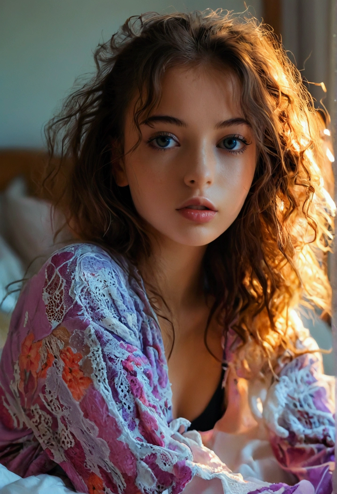 Femme Arafed avec débardeur et leggings assortis, fille sexy aux yeux bruns, portrait sophie mudd, cheveux bruns et grands yeux, selfie d&#39;une jeune femme, Yeux de chambre, violette myers, sans maquillage, Maquillage naturel, tourne-toi pour regarder la caméra, Visage avec Artgram, Maquillage subtil, Superbe photo du corps entier, dans la chambre, fesses migonnes