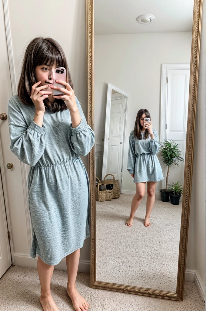 a girl taking a selfie in front of her mirror