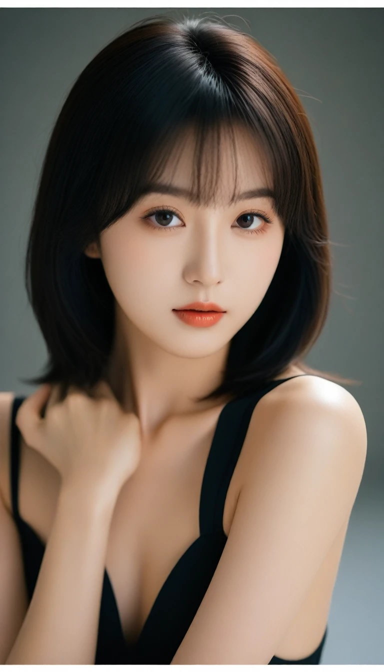 8K, Ultra-high resolution, Highest quality, masterpiece, 三分割法によるphotograph,Surreal, photograph, 1 Girl, (:1.3), pretty girl, Cute face, Beautiful eyes in every detail, 細かくdetailedに,masterpiece,One Girl:1.2, Japan Female Announcer, whole body,glaring,Black Hair,Bob with bangs,Rhythmic Gymnastics,leotard,(High leg cut), gym,Delicate and smooth skin, Realistic Skin, Perfect and beautiful face ,完璧でCute face, Skin with attention to detail, Perfect limbs、Narrow waist、Thin legs)、Browsing Caution,,Beautiful leg line beauty,Looking at the audience、beauty,Long neck、(((Ideal body type))),A cup small breasts :2,、Portraiture:2、Perfect Anatomy、鮮明なdetailed、detailed、Surreal、Light and shadow,Strong light