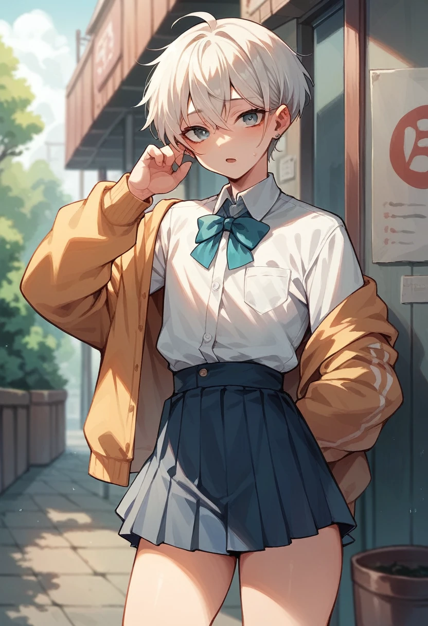 Femboy With skirt white hips , anime Style