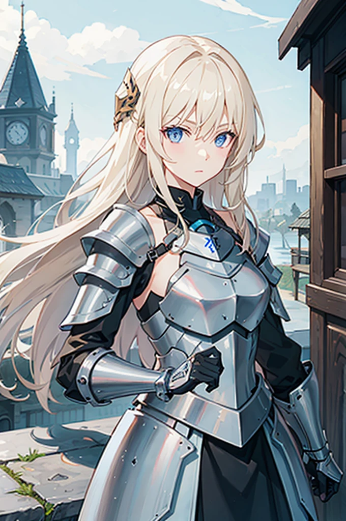 Blonde,girl,Scale armor,Sword,Blue eyes,Ready your sword,night