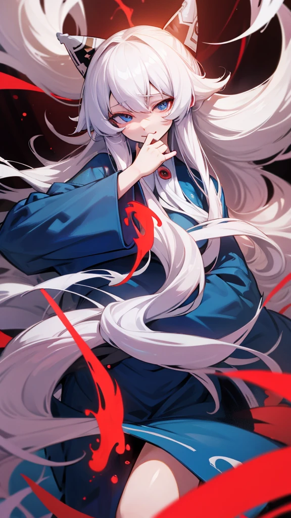 Highest quality I have long hair Yakumo blue Red eyes Odd Eye naked Masturbation ejaculation