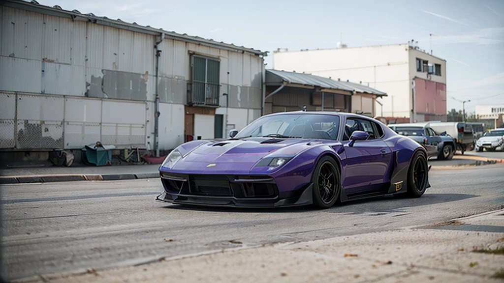 HQ, Photorealistic, 16:9, forza horizon 5, sport photo, A modern sport purple car