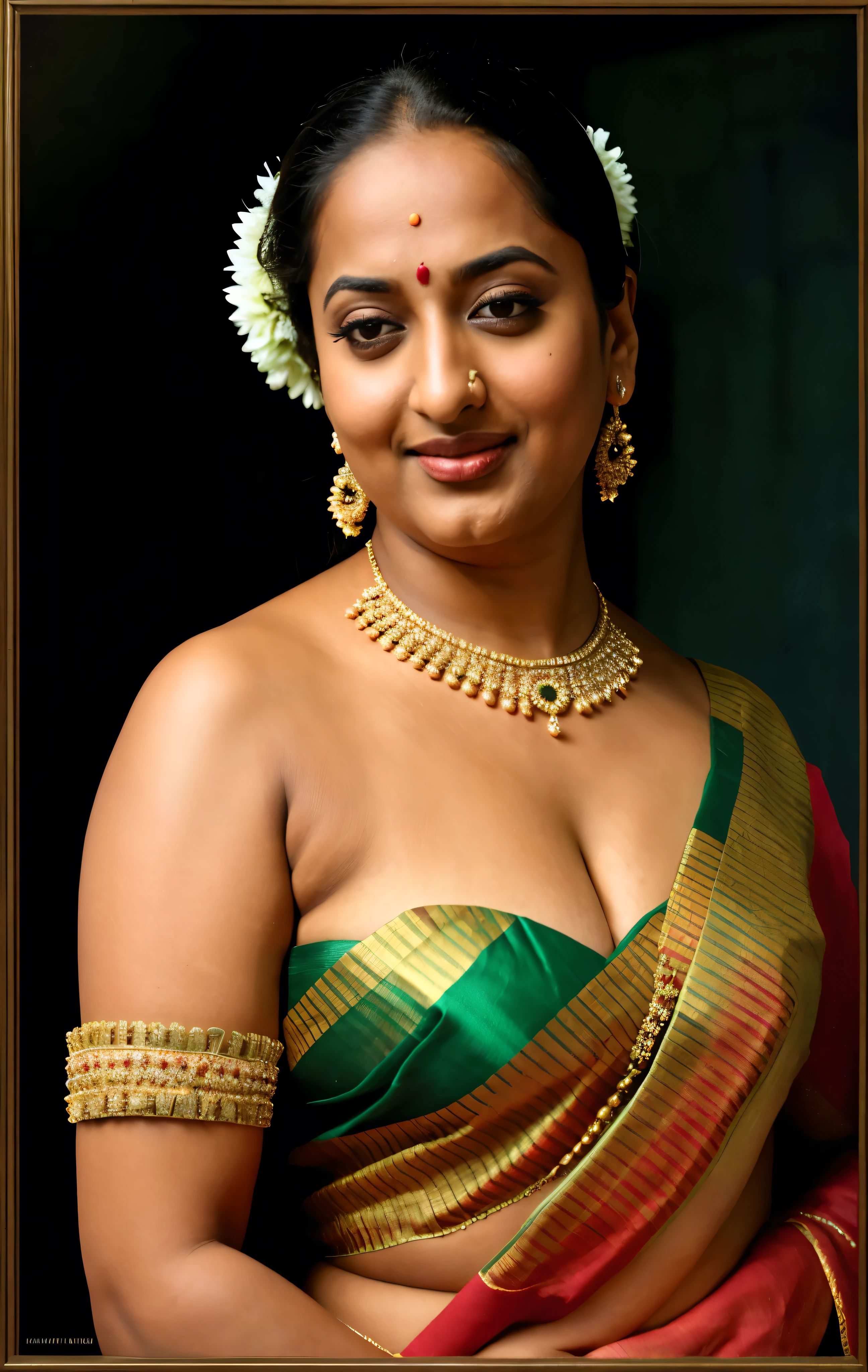 Foto RAW, photorealistic, photography, full body shot, 50 years old Woman, master shot, perfect eyes, goddess like beauty, pierced eyes, perfect thick chubby mallu Desi aunty bhabhi, Wearing a Stanapatta, a chest-band.Saree model, model Photography, Indian saree shoot, Indian traditional wear advertising photography, traditional wear brand shoot, face of Indian actress Sonakshi Sinha, masterpiece, realistic, realism, incredible details, pleasure, photorealism, detailed skin, skin pores, high contrast, photorealistic Artstation 8k HD digital art trend of high definition and detailed realistic skin texture, ultra detail, realistic skin texture, armature, best quality, ultra high definition, (photorealistic:1.4),, high resolution, detail, raw photo, sweat, Re sharp, by Lee Jefferies Nikon D850 Film Stock Photo 4 Kodak Portra 400 Camera F1.6 Lens Rich Color Ultra Real Realistic Realistic Textures Dramatic Lighting Unreal Engine Trending at Art Station Cinestill 800,(pele altamente detalhada: 1.2), 8k UHD, DSLR, soft-lighting, alta qualidade, grain of film, Fujifilm XT3,she didn't like to wear blouse or bra, she is happy to wear only saree, she hates blouse or bra, detailed hairy armpits, hyper realistic skin, skin pores, sweat, veins, short hairs on armpit, stubble armpits, hyper realistic hairy armpits, low waist saree,