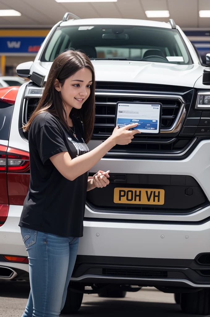  person buying a new car in the store